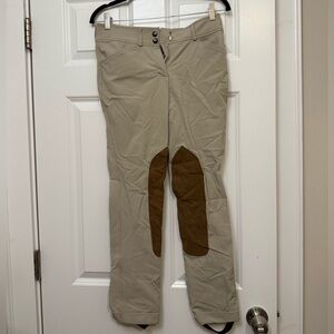 RJ Classic 18R Beige Riding Breeches with Brown Knee Patches